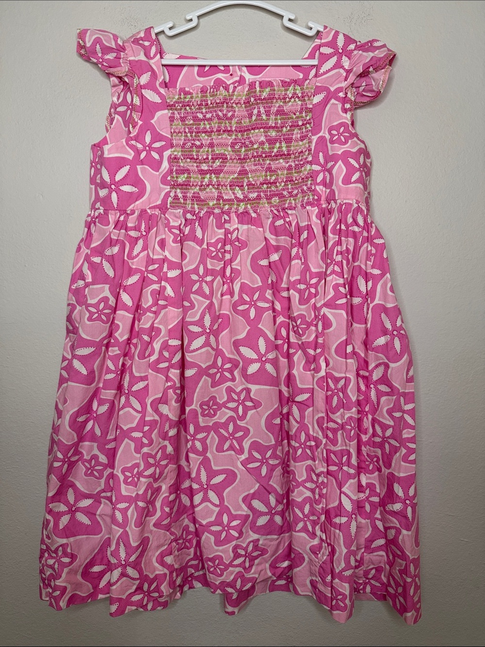 Lilly Pulitzer Girls "Star Searching" Pink Smocked Mini Steffie Dress Sz 8 [948]